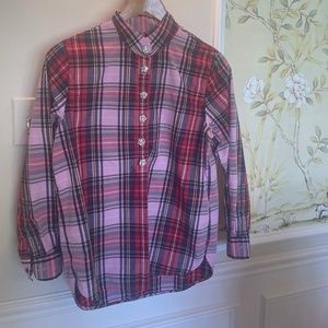 J. Crew Plaid Shirt with rhinestone buttons. Size 0